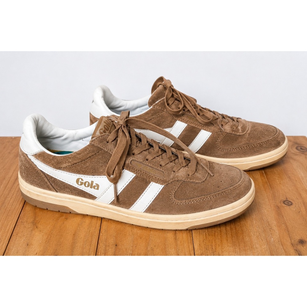 Gola Hawk Suede Sneakers Mens 8.5 Brown White Retro Low Top Casual Shoes CLB722